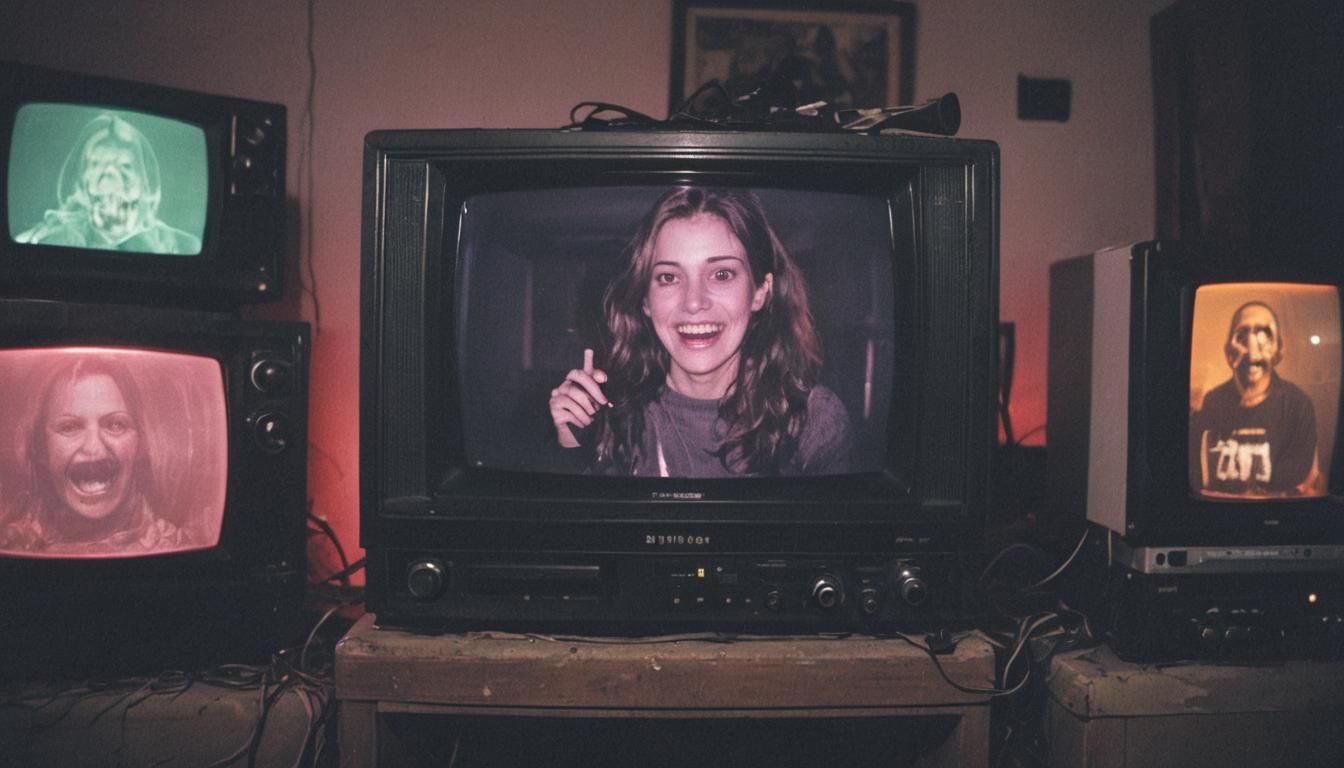 Eerie VHS Tape Collector in Abandoned House