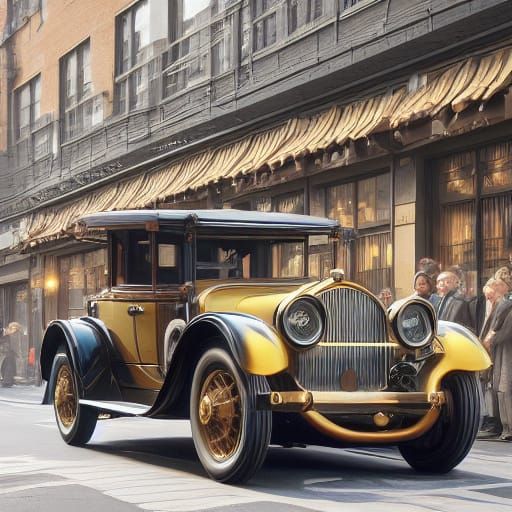 Glamorous Art Deco Automobile Pulls Up to a Roaring Twenties...