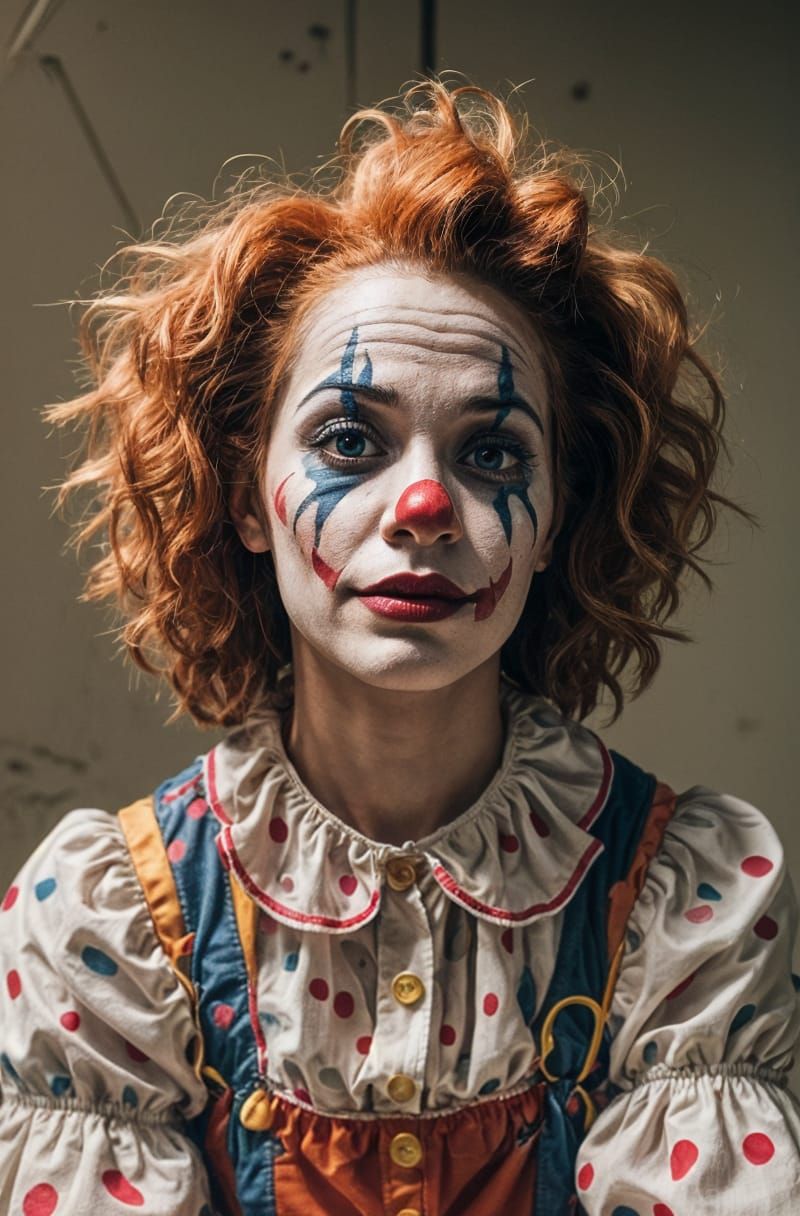 Tired Clown After the Show: Low-Key Lighting