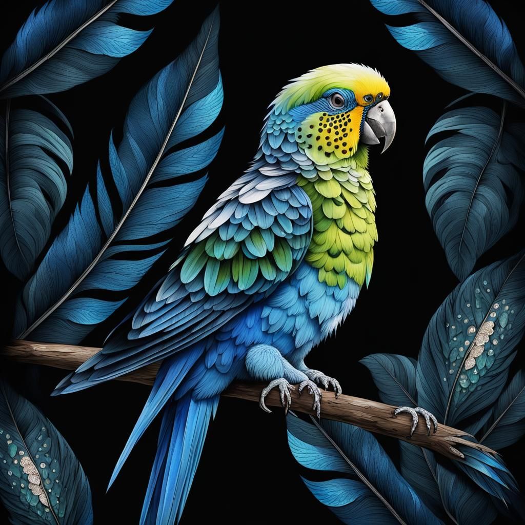 Blue Budgerigar Parrot Diamond Painting Design