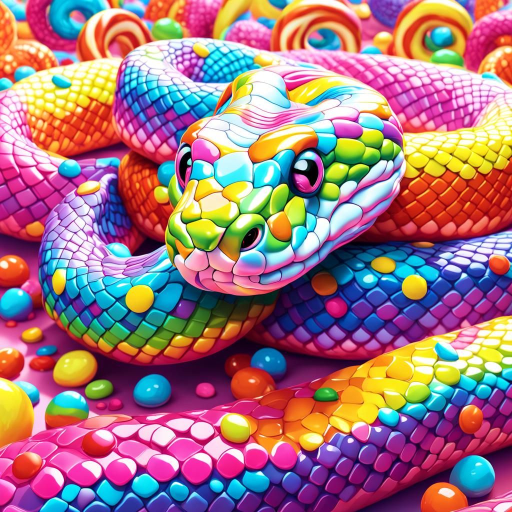 Lisa Frank Style Candy Snake in Candyland