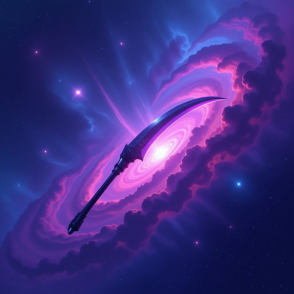 Nebula Scythe in a Mystical Futuristic Style