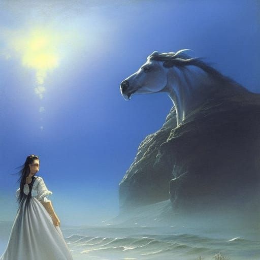 Fantasy Pirate Girl Swimming in Moonlight