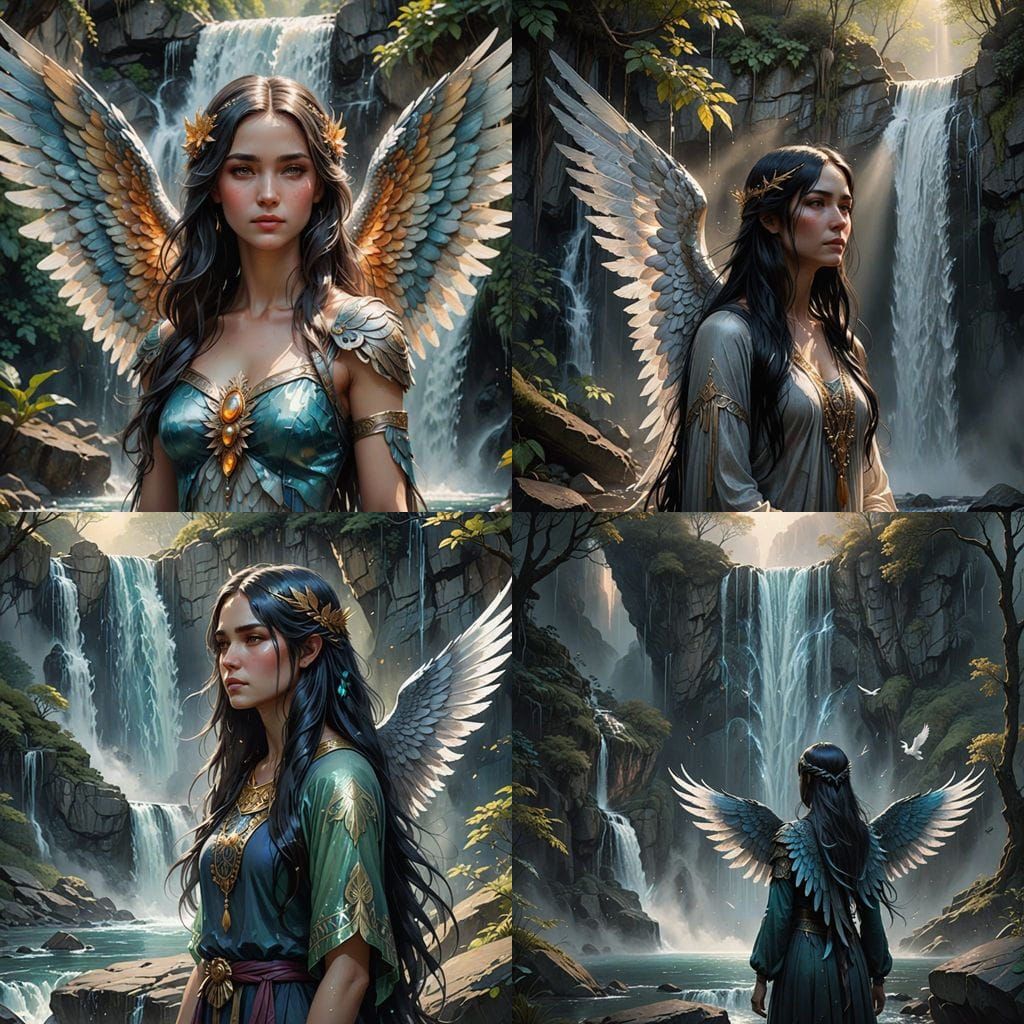 Angel of the Falls in Watercolour Style