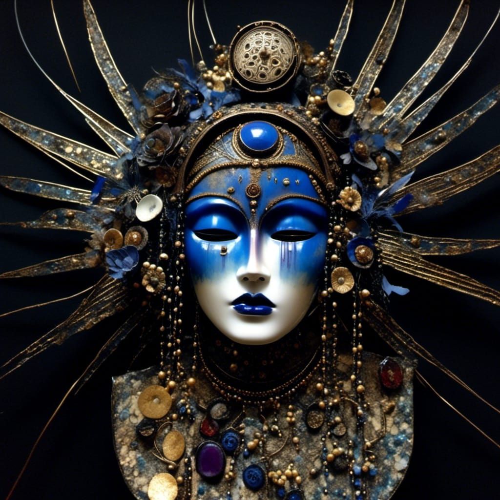 Dystopian Broken Doll Mask in Necropunk Style