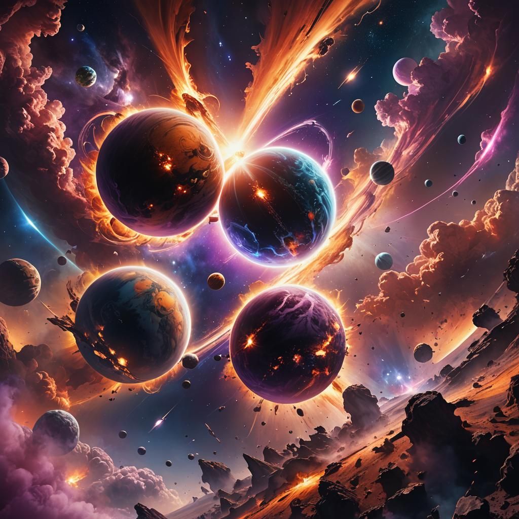 Cosmic Planetary Collision in a Space Fantasy