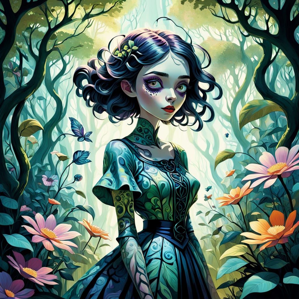 Surreal Garden Goddess Blooms in Whimsical Fantasy