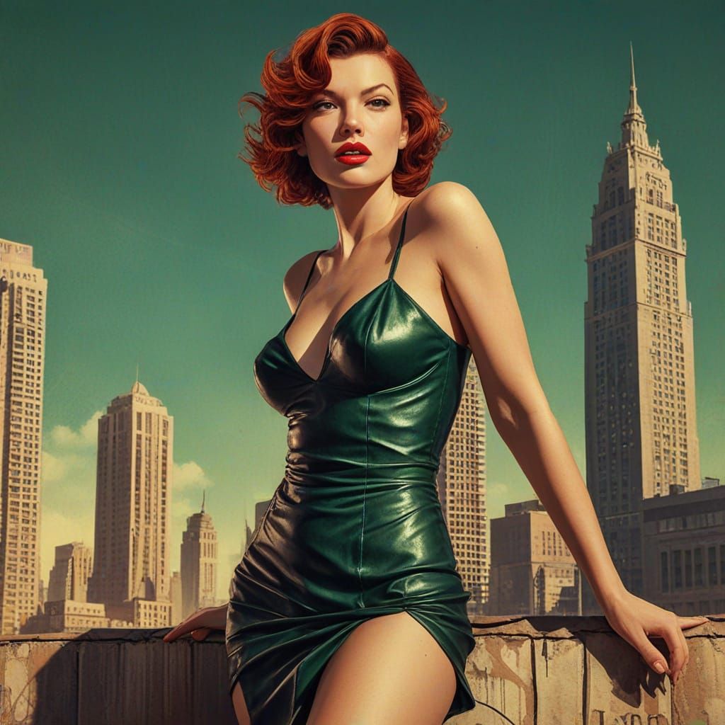 Sultry Sci-Fi Siren in Retro Pulp Style