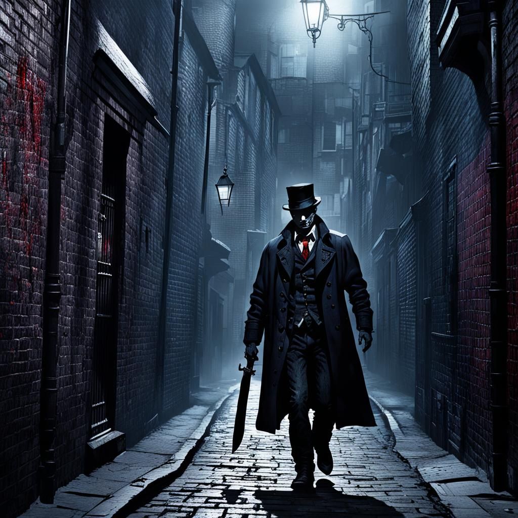 Dark Fantasy London Alley with Bloody Knife