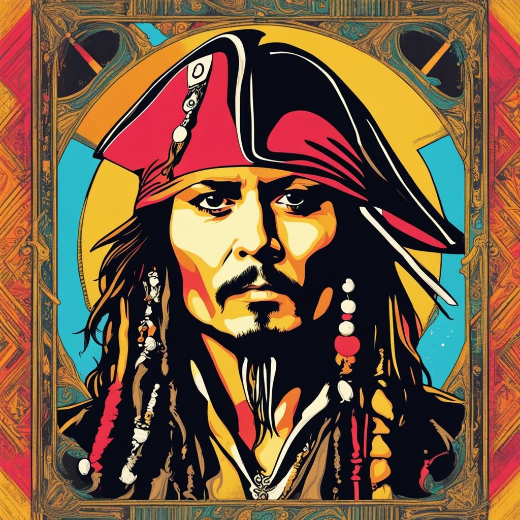 Captain Jack Sparrow Tarot Card in Pop Art Style