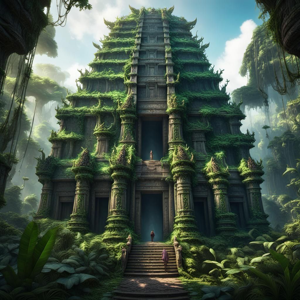 Lush Jungle Temple: Detailed Matte Painting