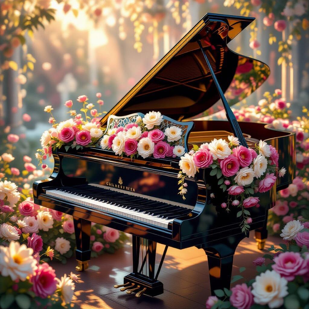 Magical Piano Blossoms in Golden Hour Light