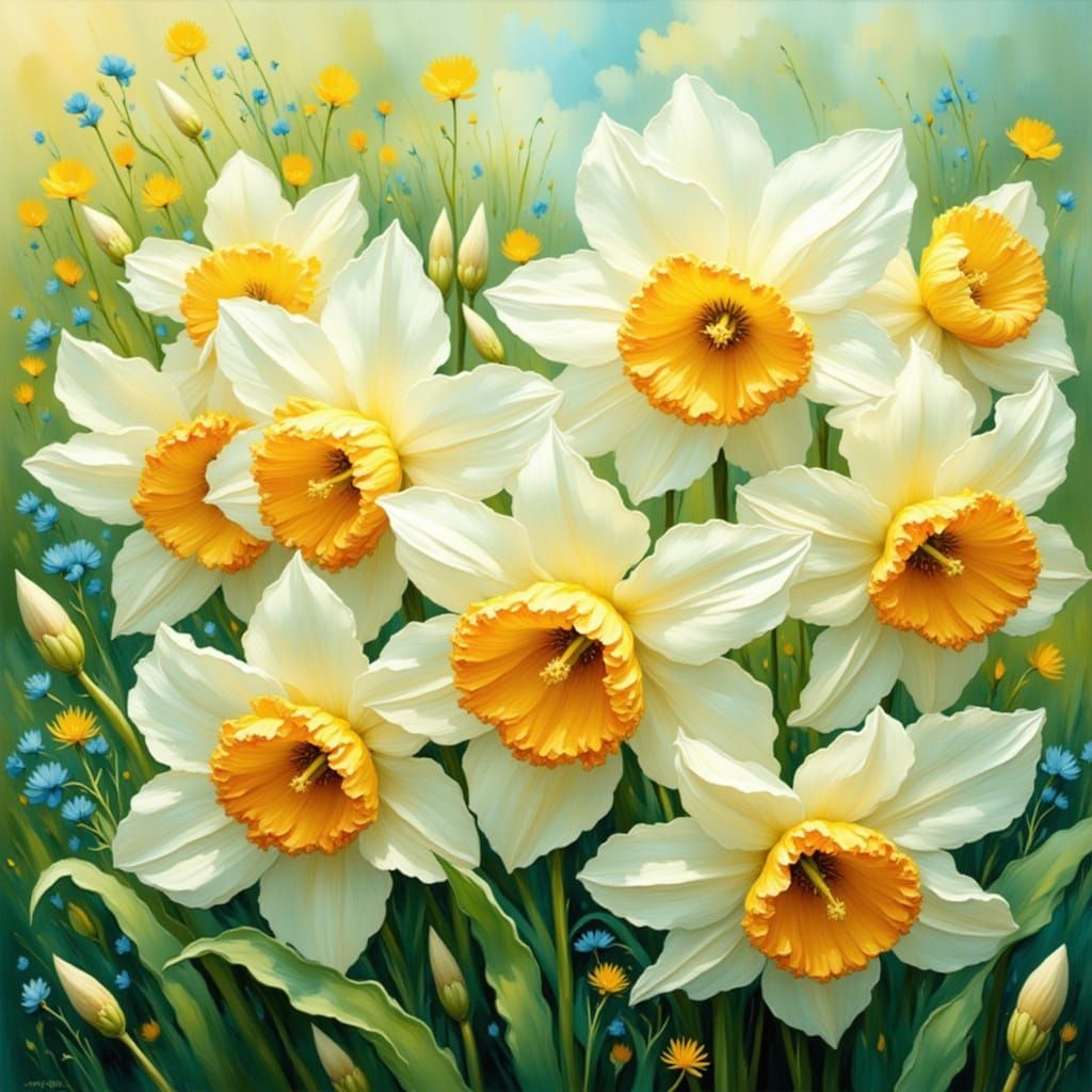 Impressionist Floral Blooms in Vibrant Spring Colors