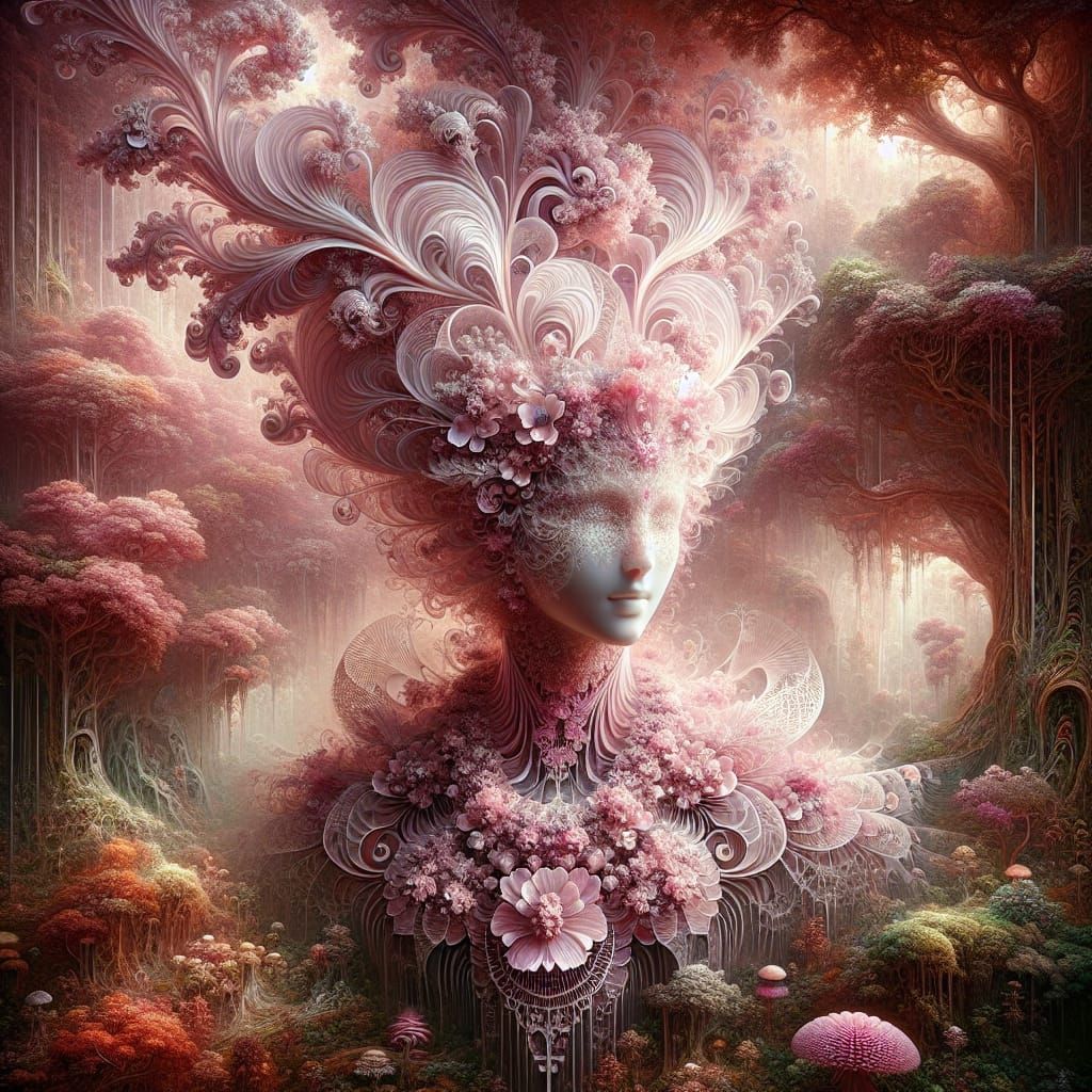 Filigree Fairy in Enchanted Forest Digital Painting