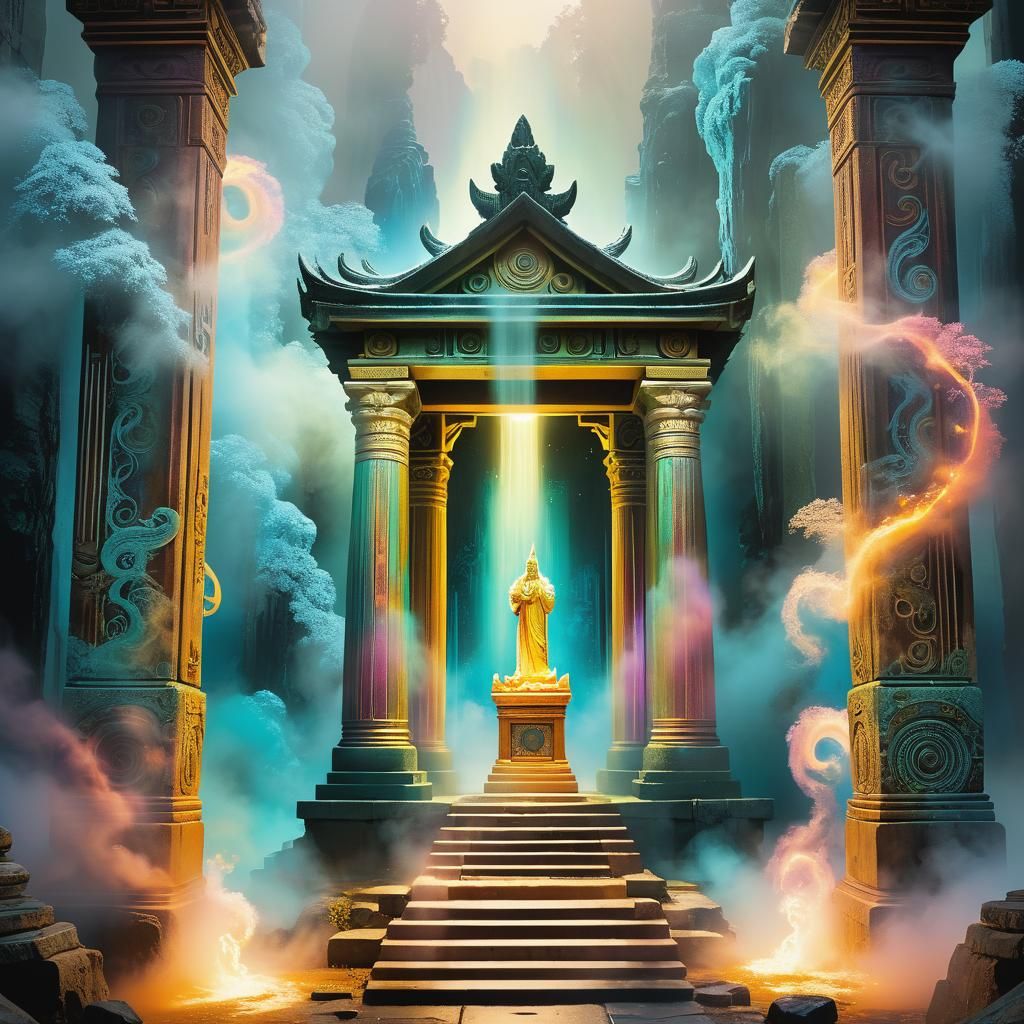 Mystical Portal Scene with Ancient Gods