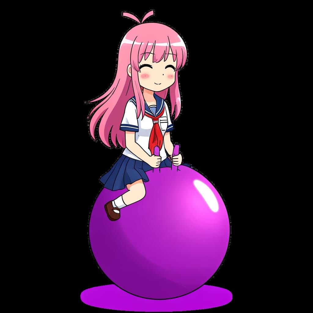 Megurine Luka Bouncing on Magenta Hopper Ball Anime