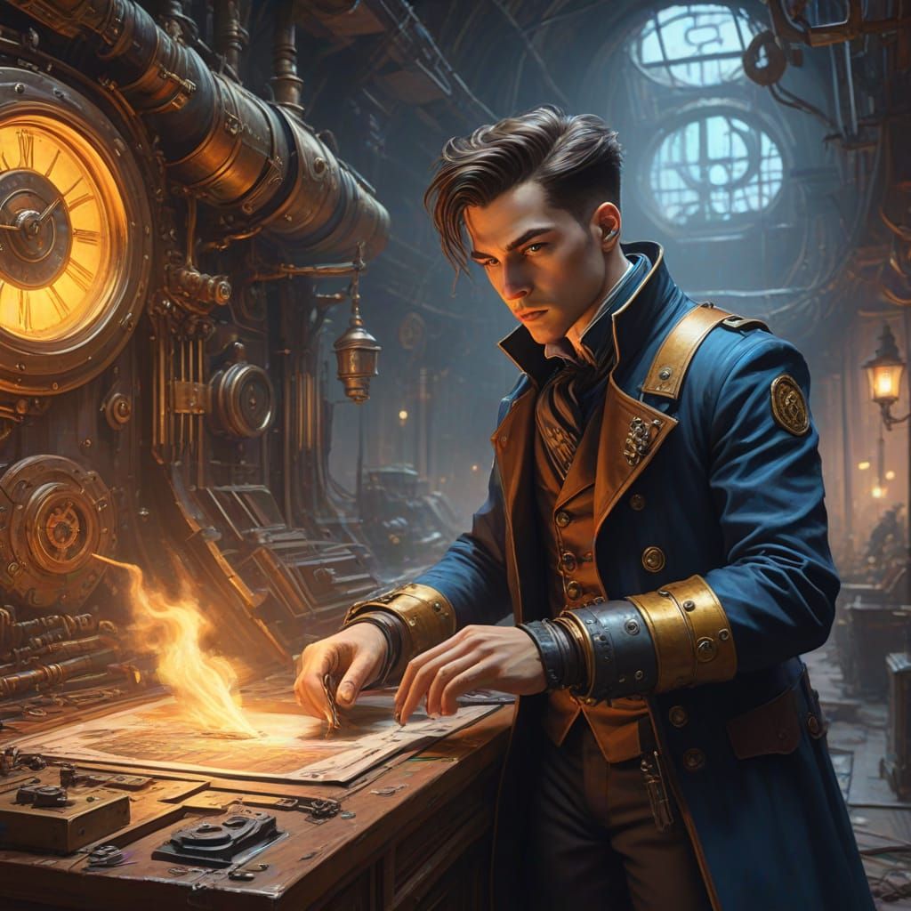 Steampunk Neo Explores Digital Underworld in Gouache