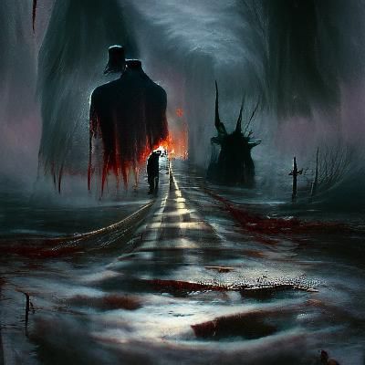 Sinister Road to Perdition in Dark Fantasy Style