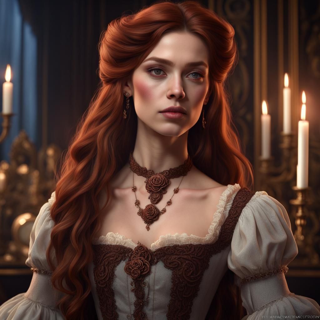 Victorian Lady Portrait in Detailed Matte Painting Style
