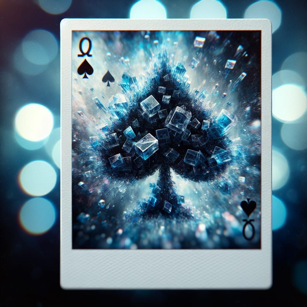 Icy Abstract Seven of Spades Polaroid