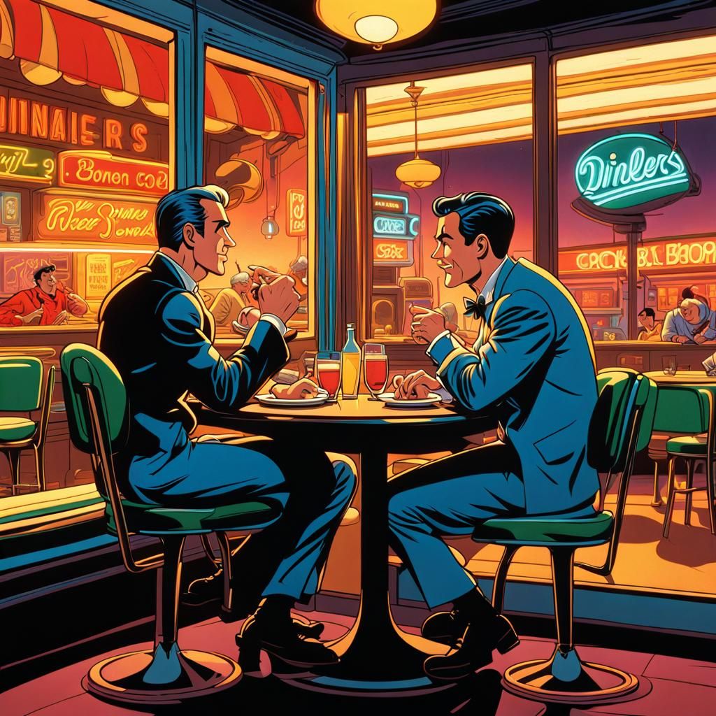 Cartoon Diner Scene in Chuck Jones Style