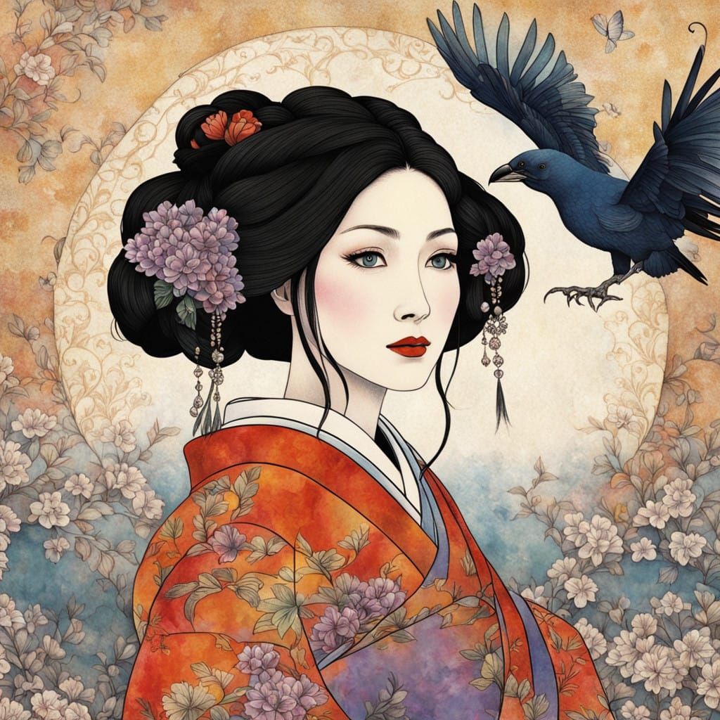 Elegant Geisha in a Dreamlike Kimono