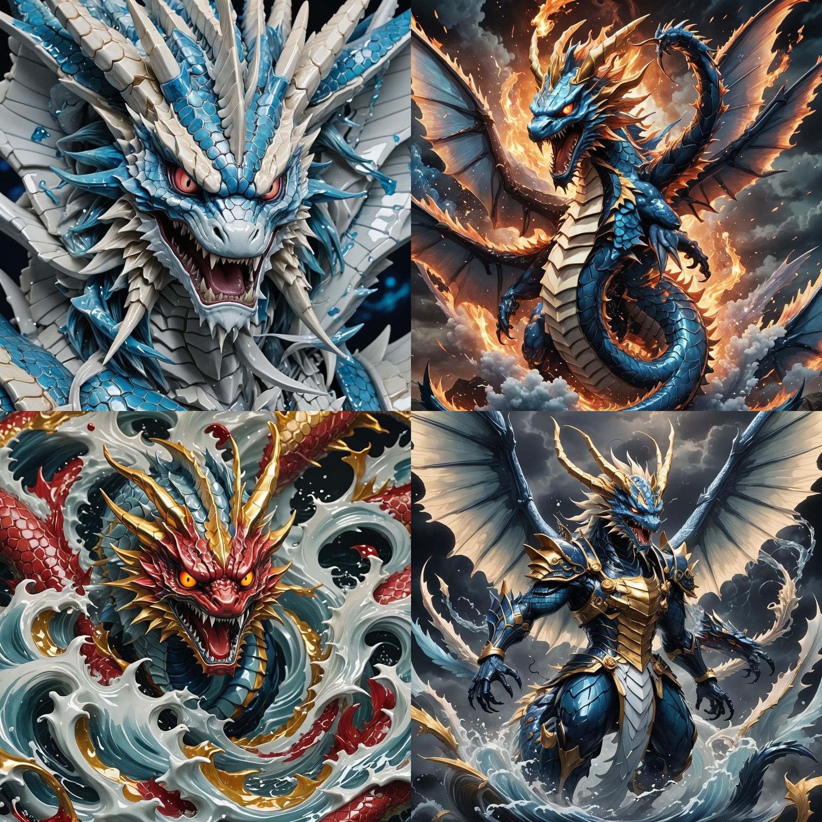 Demonic Seraphim Porcelain Gyarados in Anime Style