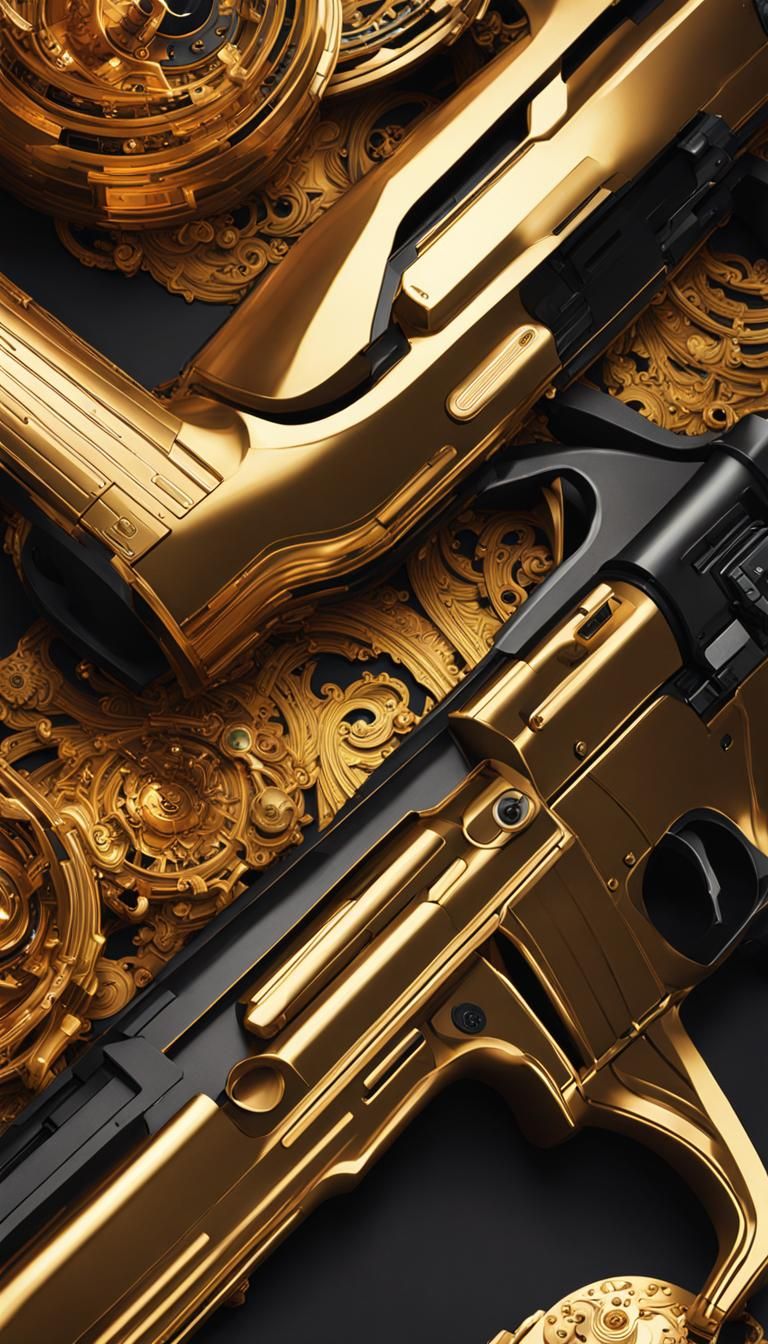 Abstract James Bond Intro: Gold Figures and Guns