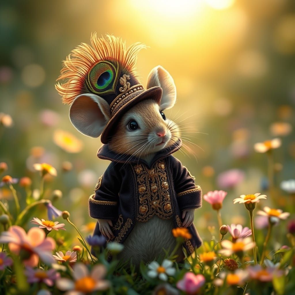 A stunning 4K high-resolution image depicts a tiny whimsical...