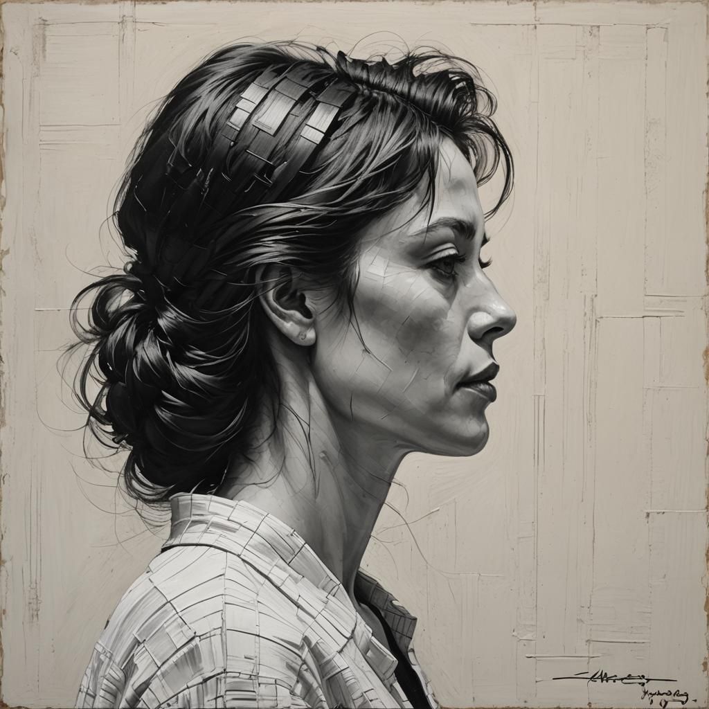 Minimalist Profile Portrait in Black and White