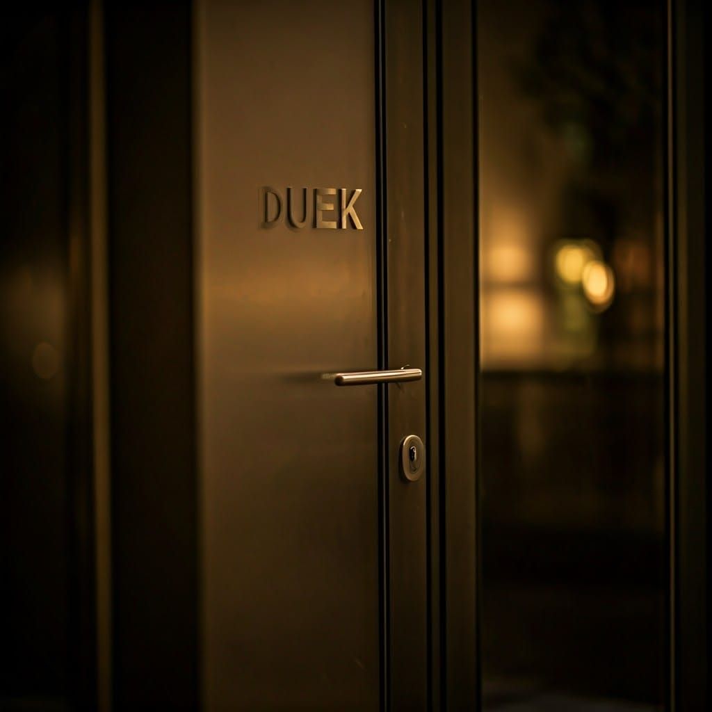 Sleek Modern Front Door Entrance with Bold Sign