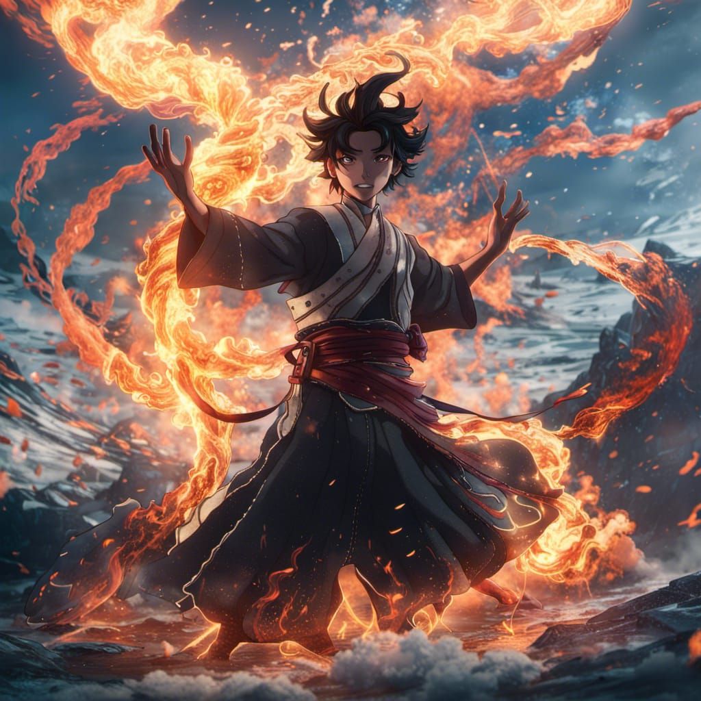 Tanjiro Kamado Water and Fire Power Activation
