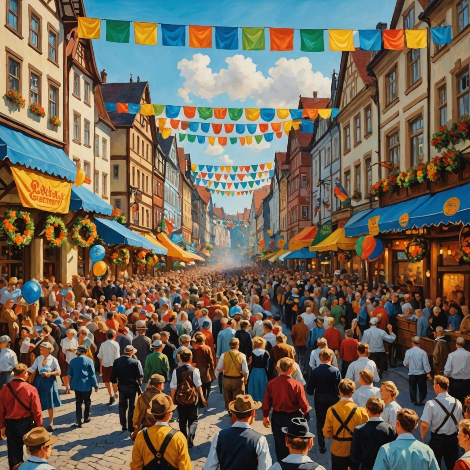 Oktoberfest Parade as Oil Painting