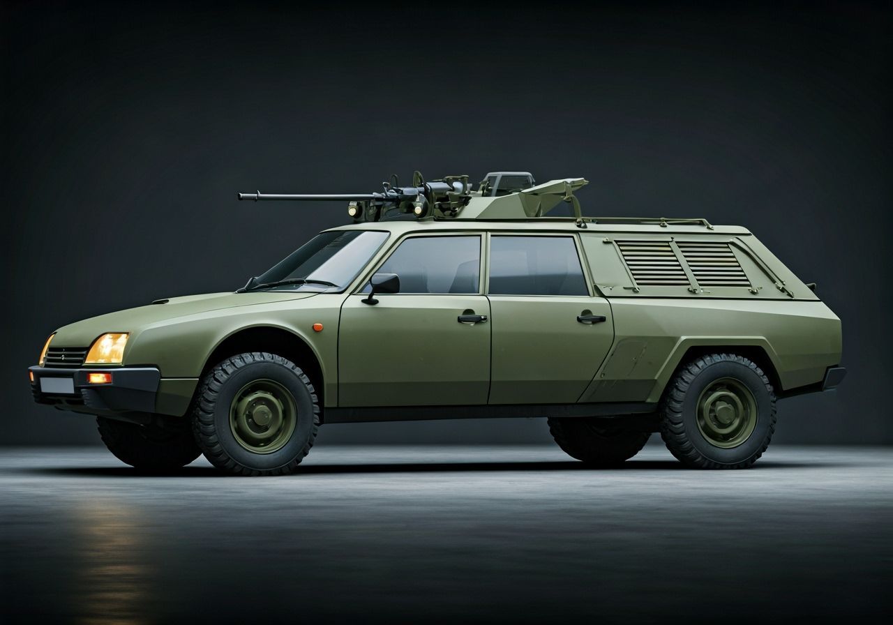Armored Citroën CX Halftrack Concept: Cinematic Film Still