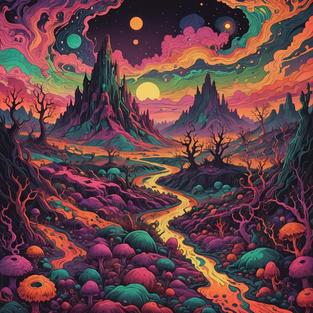 Psychedelic Horror Landscape
