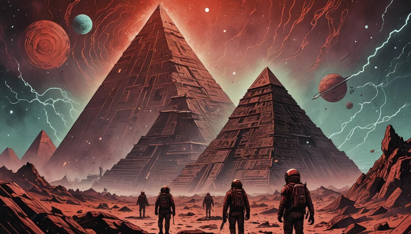 Cydonia Mars Pyramid Manuscript in Retro Comic Style