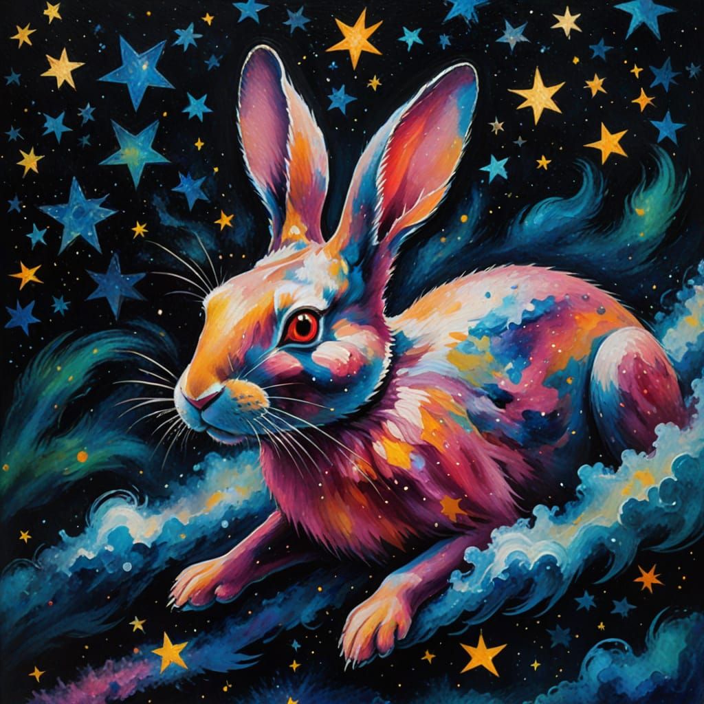 Astro Rabbit's Surreal Cosmic Dreamscape