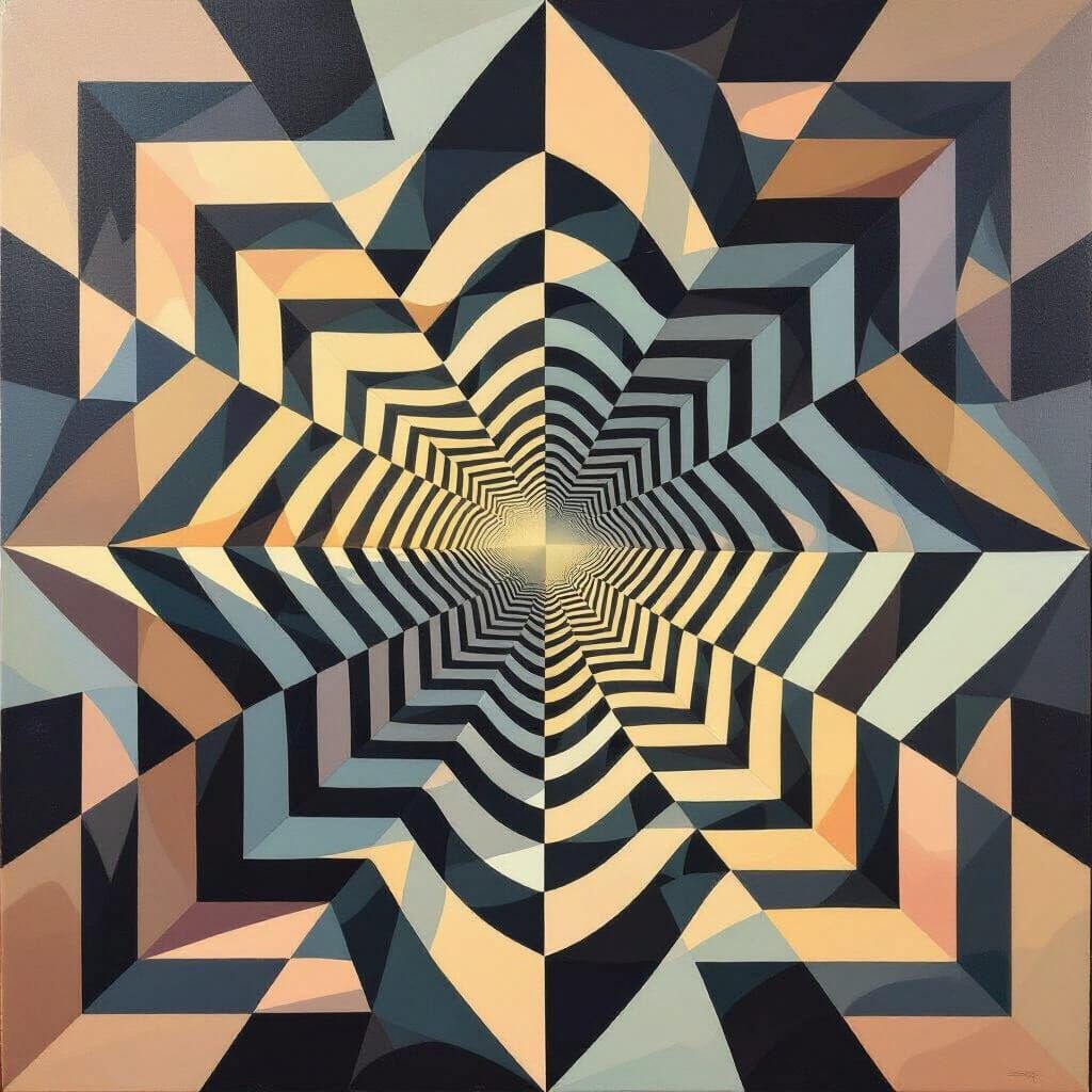 Surrealist Optical Illusion of Convex and Concave Geometry