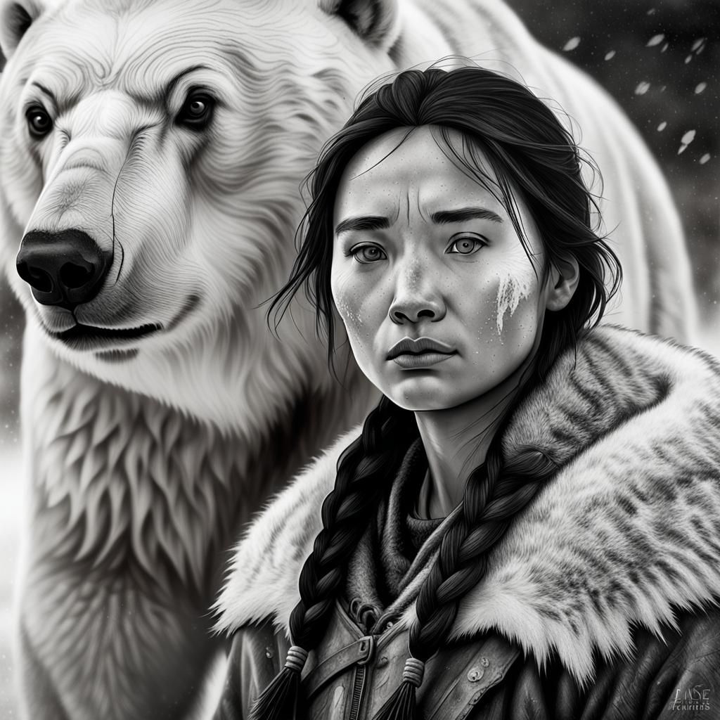 Arctic Warrior and Polar Bear: A Vintage Photograph