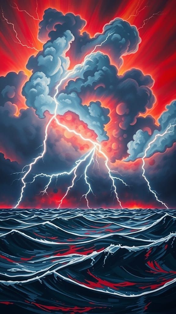 Dramatic Stormy Sea Landscape in Painterly Style