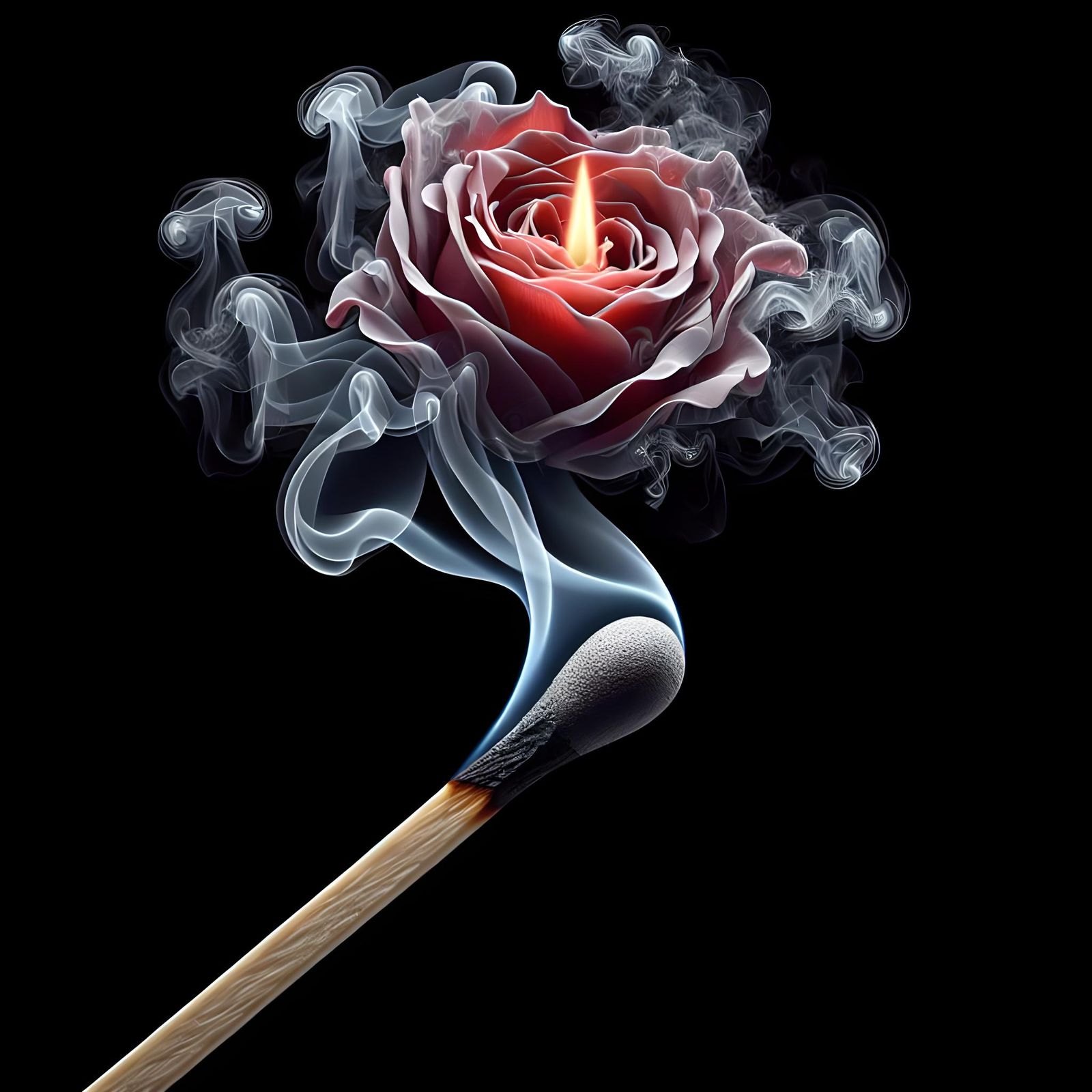 Smoke Rose: Matchstick Art in High Detail