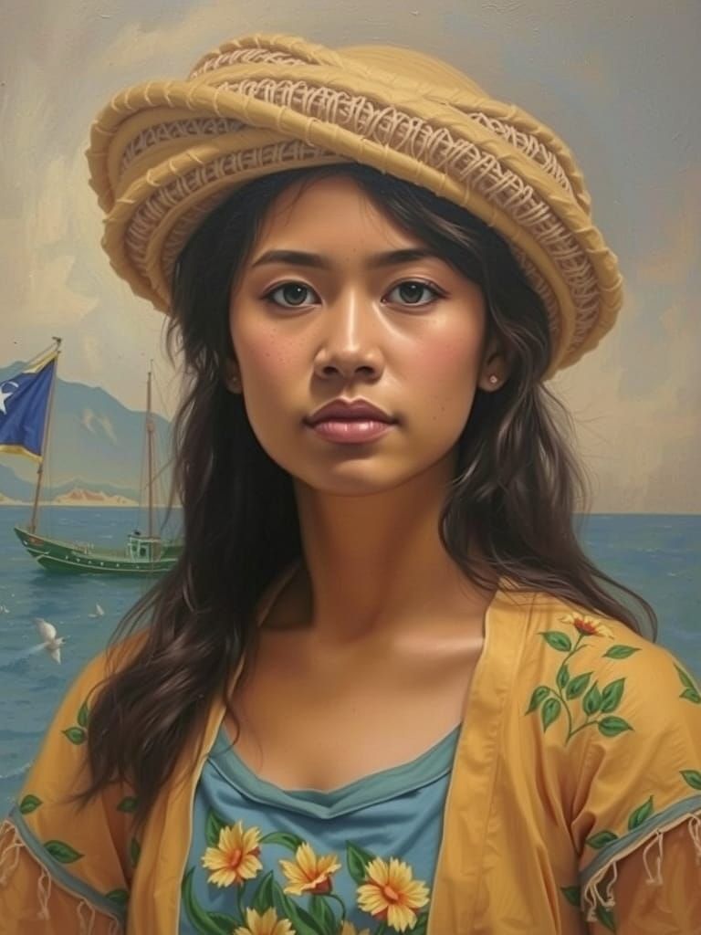 Sensual Hawaiian Maiden in Impressionist Oil Painting