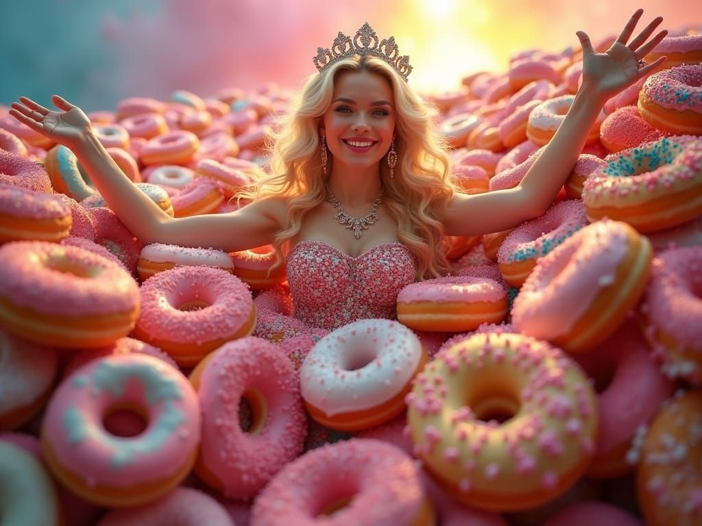 Jessica Simpson as Gumdrop Queen Amidst Donut Mountain
