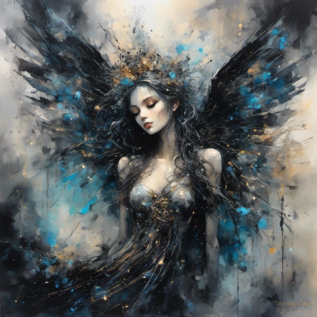 Angel of Death in Mixed Media Collage