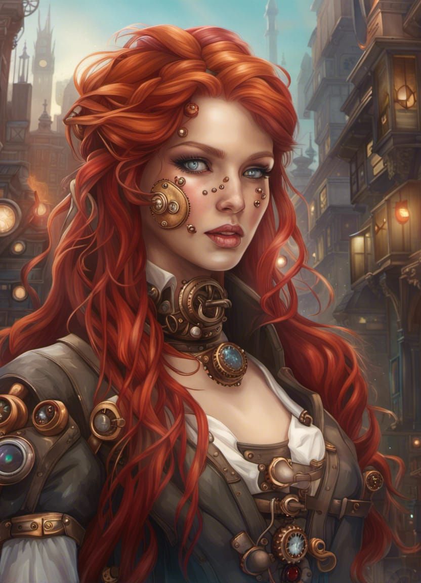 Steampunk Galaxy Goddess Portrait in Digital Illustration