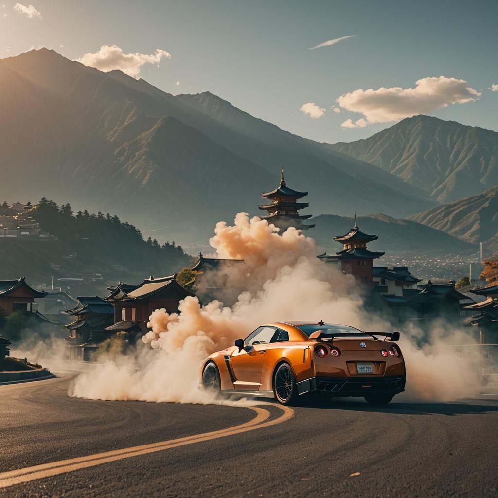 Nissan GT-R R35 Drifting: Cinematic Film Still