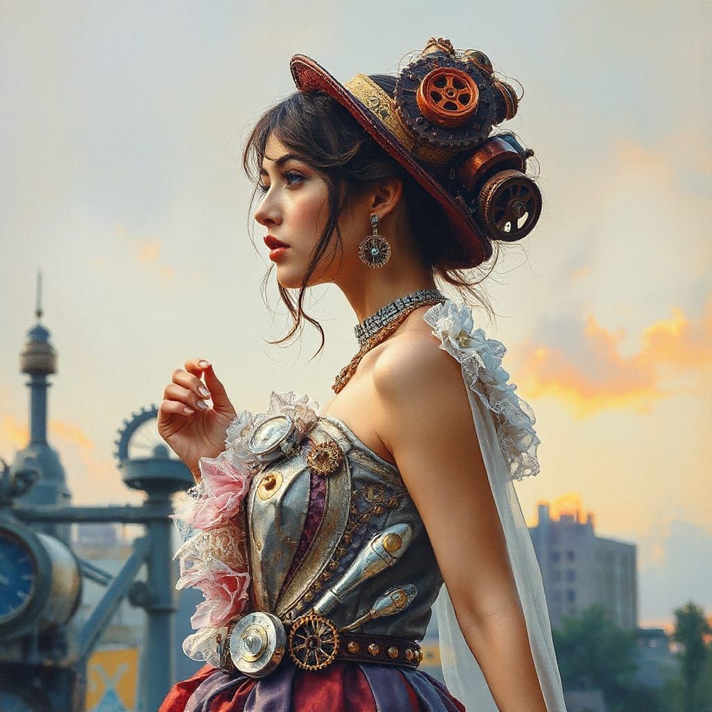 Steampunk Goddess in Ethereal Twilight