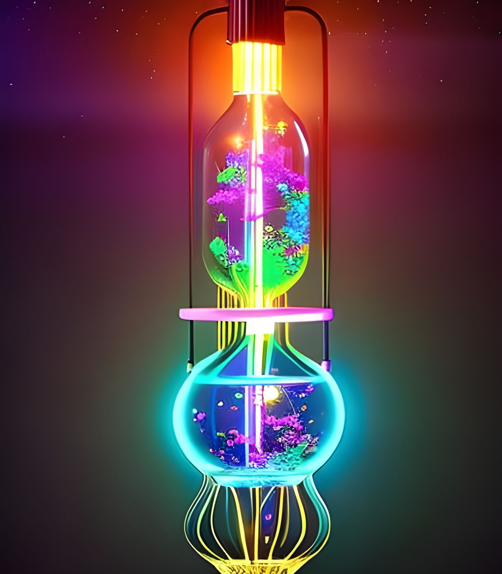 Heart-Shaped Bulb with Neon Lightning Storm