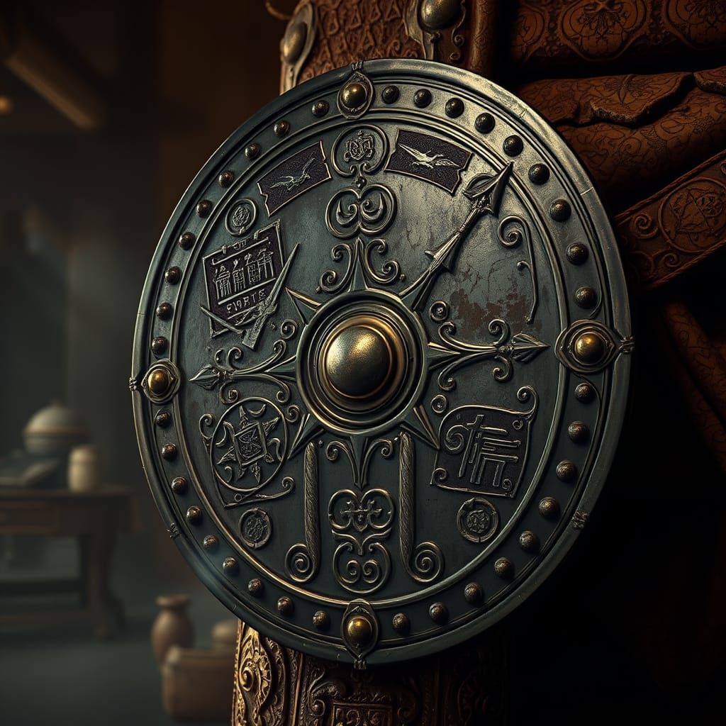 Medieval Shield with Intricate Engravings in Hyperrealistic ...