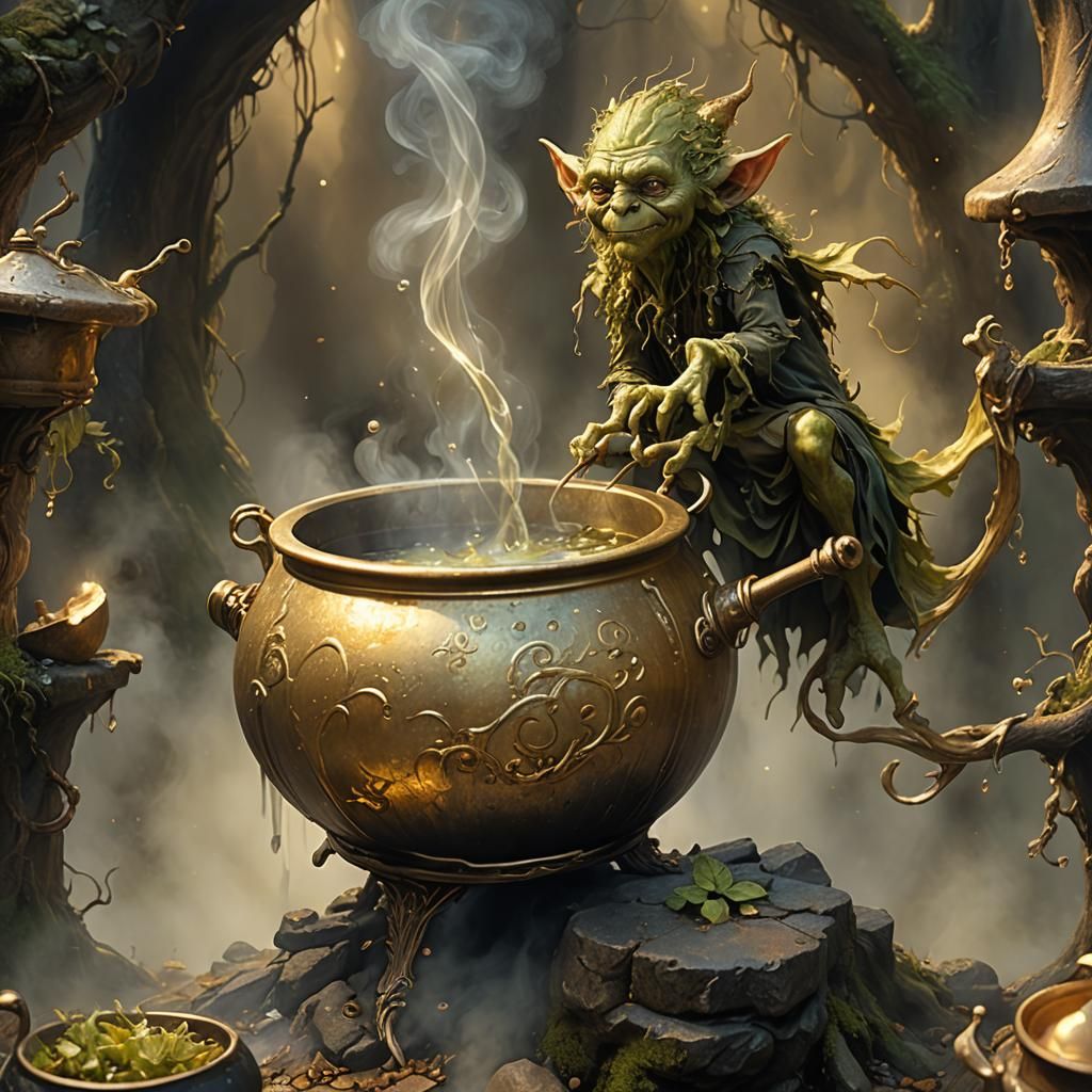 Magical Goblin Cauldron Can in Detailed 3D